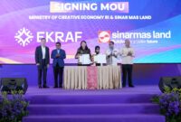 Penandatanganan MoU Collaboration on Creative Economy Development antara PT Surya Inter Wisesa selaku BUPP KEK ETKI Banten dan Kemenekraf/Bekraf RI untuk memperkuat ekosistem serta membuka peluang investasi ekonomi kreatif.